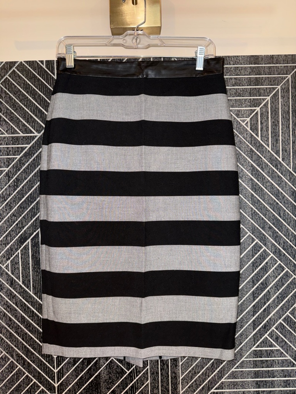 Banana Republic Black and Gray Horizontal Stripe Pencil Skirt